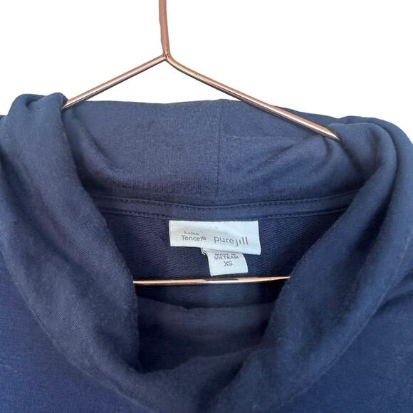 Pure jill Luxe Tencel Cowl Neck Jersey Dress Blue Long Sleeve Pockets size XS - Picture 3 of 6